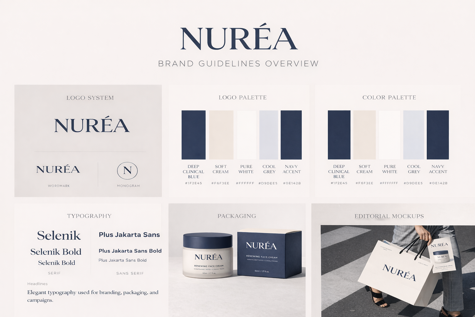 Nuréa brand applications mockups